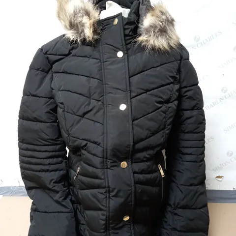 CENTIGRADE FAUX DOWN COAT IN BLACK SIZE LARGE 