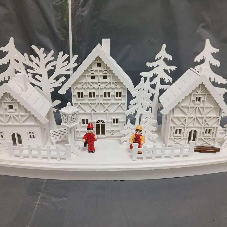 CHRISTMAS WHITE WOOD LIT VILLAGE SCENE RRP £34.99