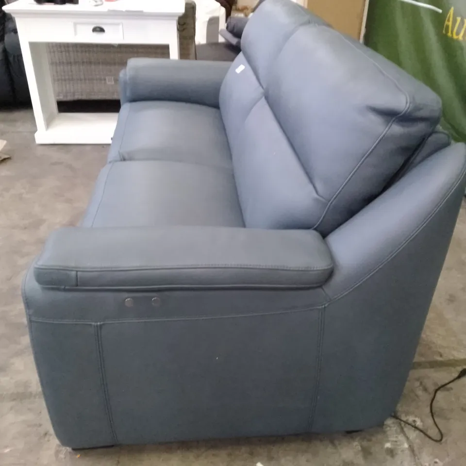 QUALITY ITALIAN DESIGNER PARMA NEW ELECTRIC RECLINER 3 SEATER SOFA - GREY LEATHER 