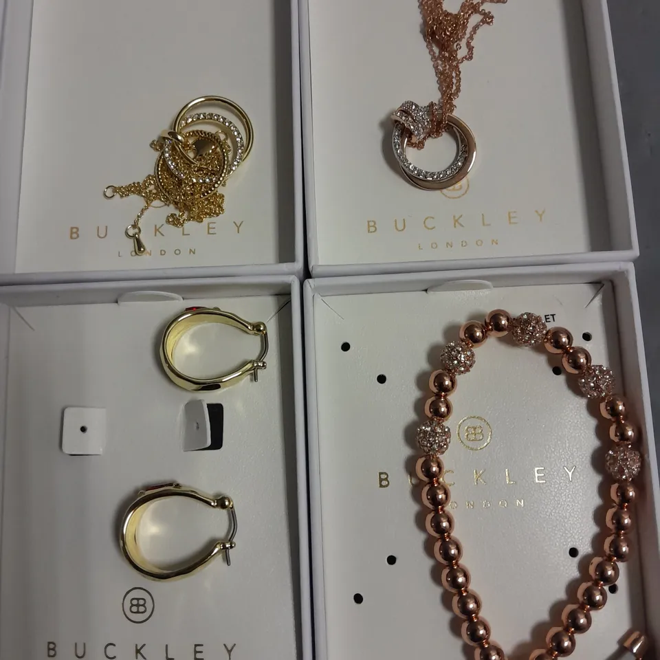 LOT OF 8 ASSORTED BOXED BUCKLEY LONDON JEWELLERY ITEMS