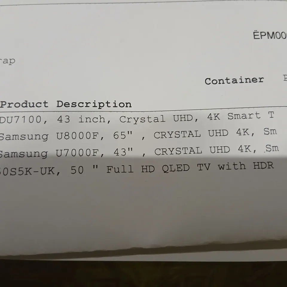 PALLET OF APPROXIMATELY FIVE DAMAGED TVS TO INCLUDE: