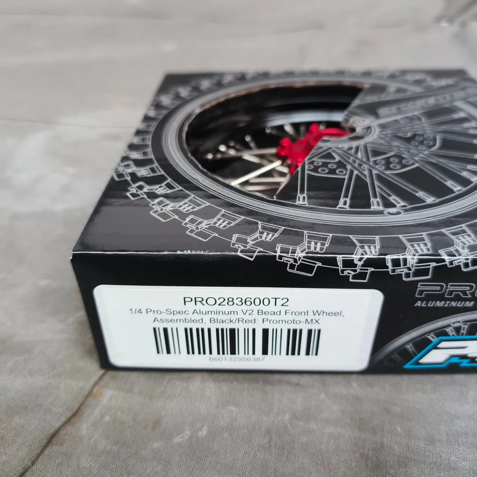 PRO-LINE 1/4 PRO-SPEC ALUMINUM V2 BEAD FRONT WHEEL – BLACK/RED (PROMOTO-MX)