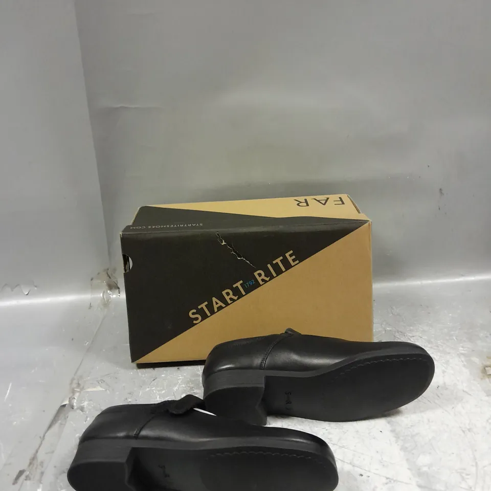 BOXED PAIR OF START RITE SAMBA BLACK LEATHER SIZE 4 1/2 