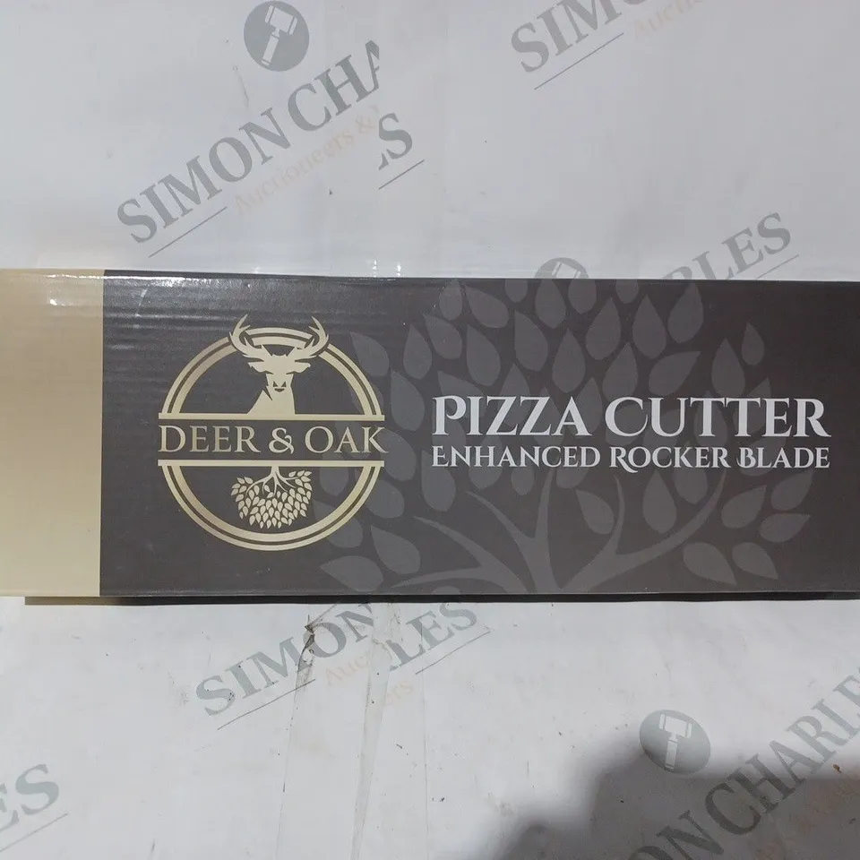 BOXED DEER AND OAK PIZZA CUTTER ENHANCED ROCKER BLADE 