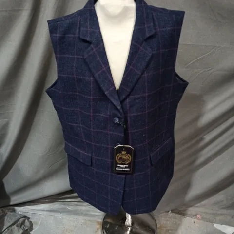 RYDALE HANNAH TWEED WAISTCOAT – NAVY TWEED, UK 18 (18/2XL)