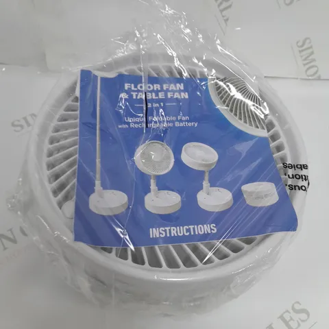 BOXED BELL & HOWELL OSCILLATING FOLDING RECHARGEABLE FAN, WHITE
