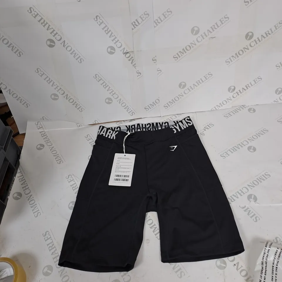 GYMSHARK TRAINING BANDMARK POCKET CYCLING SHORTS BLACK - MEDUM