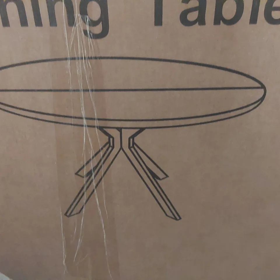 BOXED ROUND 6 PERSON DINING TABLE -WALNUT-