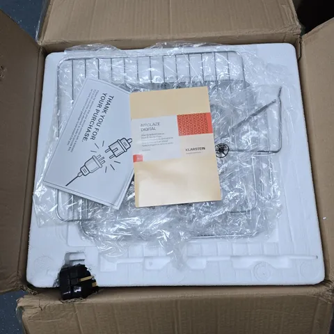 KLARSTEIN AIRGLAZE DIGITAL OVEN AND HOT AIR FRYER BOXED WITH MANUAL