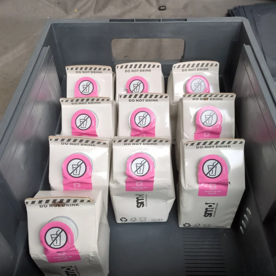 TOTE OF APPROXIMATELY 11 SMOL WASHING UP LIQUID REFILL CARTONS 500ML PER CARTON