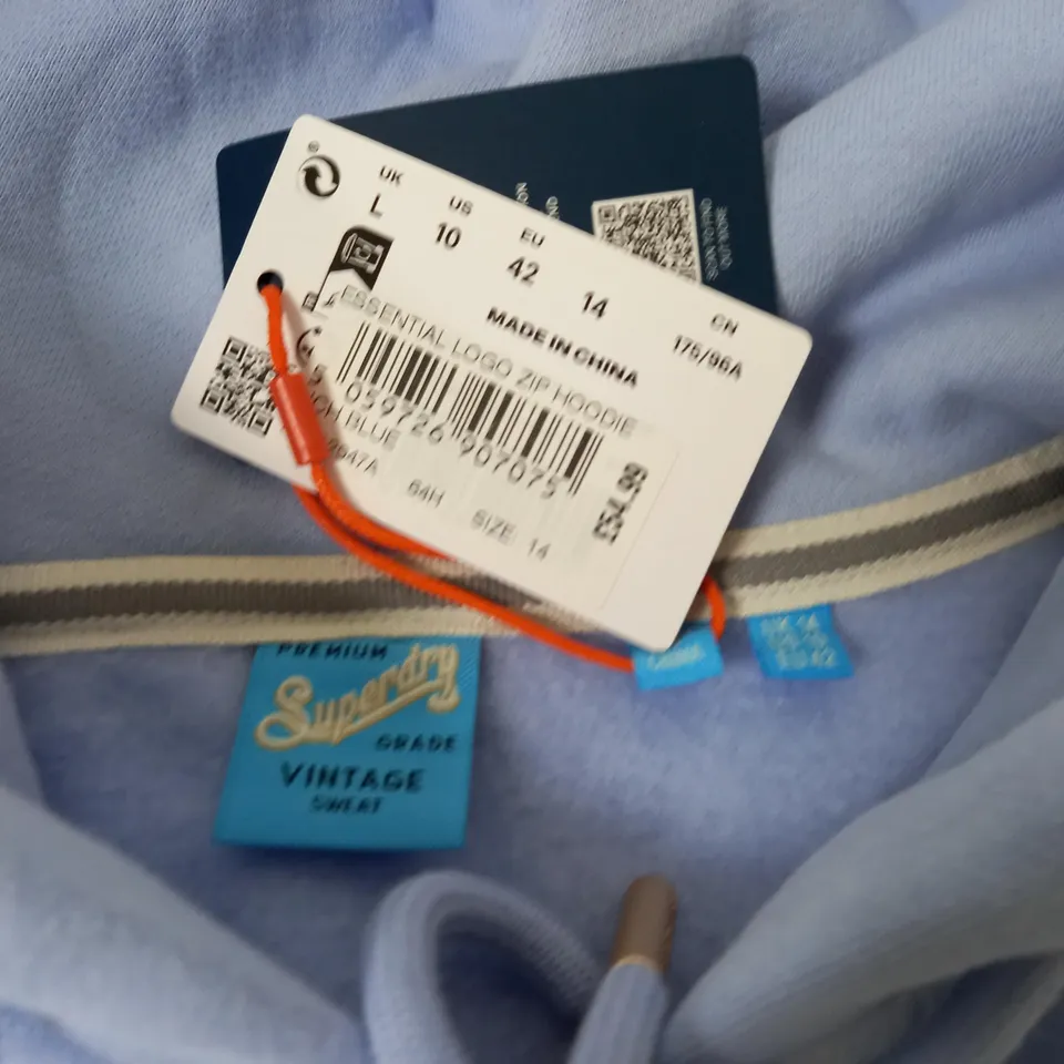SUPERDRY ESSENTIAL LOGO ZIP HOODIE INRICH BLUE - UK L