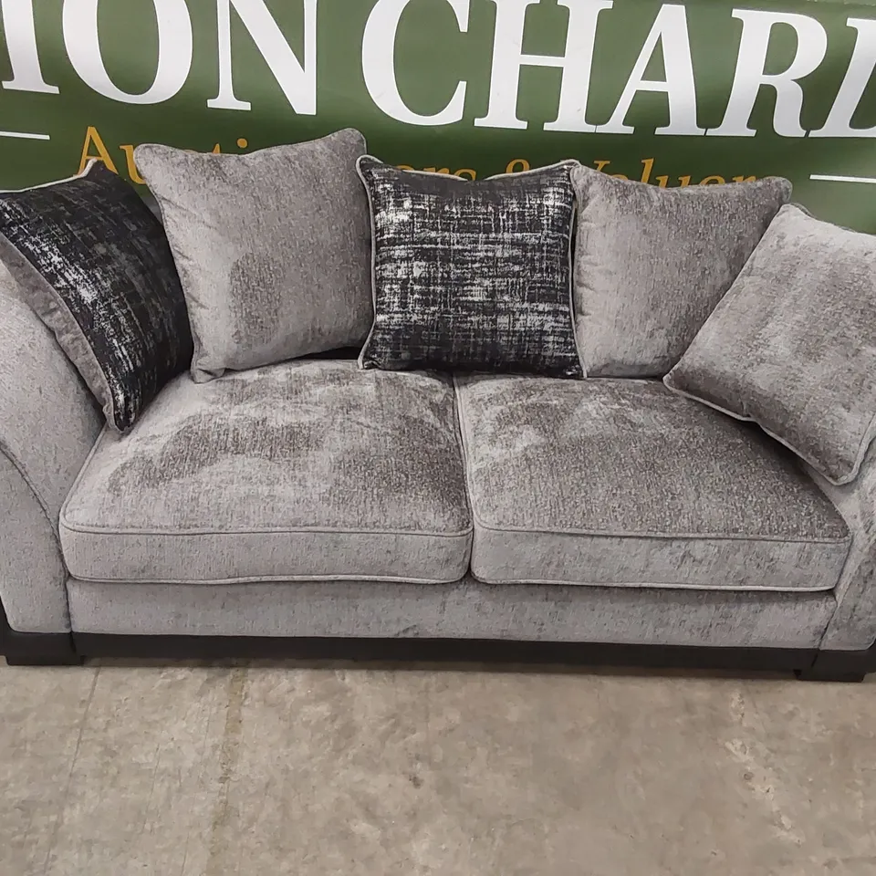 QUALITY BAGGED LANA 3 SEATER CHENILLE VELVET SOFA - GREY