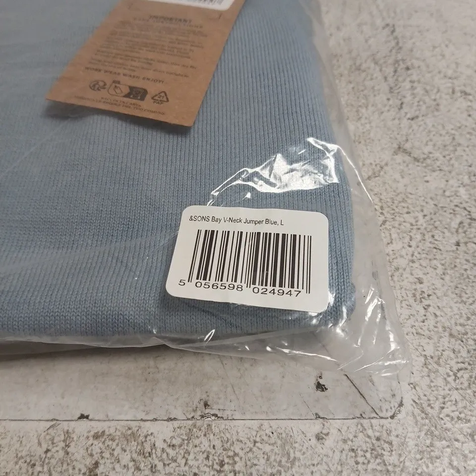 &SONS TRADING BAY V-NECK JUMPER BLUE LARGE