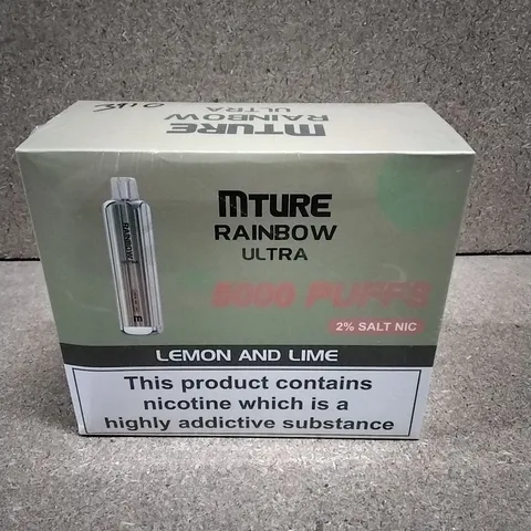 BOXED & SEALED MTURE RAINBOW ULTRA 5000 PUFF DISPOSABLE E-CIGERETTE 