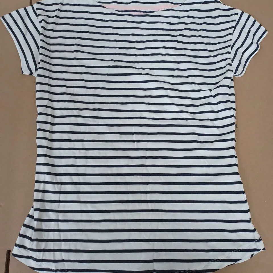 BODEN SHORT SLEEVE STRIPE TOP IN WHITE/NAVY - UK 10