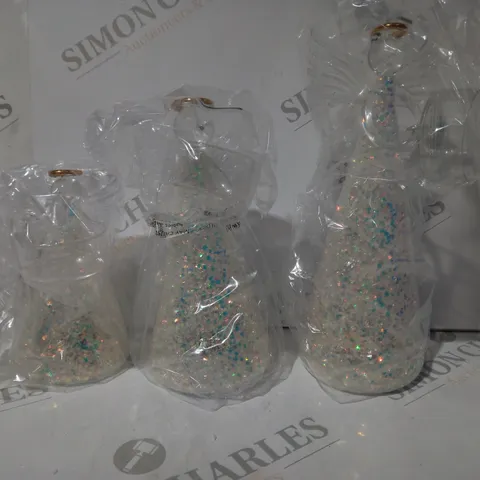 BOXED HOME REFLECTIONS SET OF 3 PRE-LIT GLASS ANGEL CANDLE HOLDERS