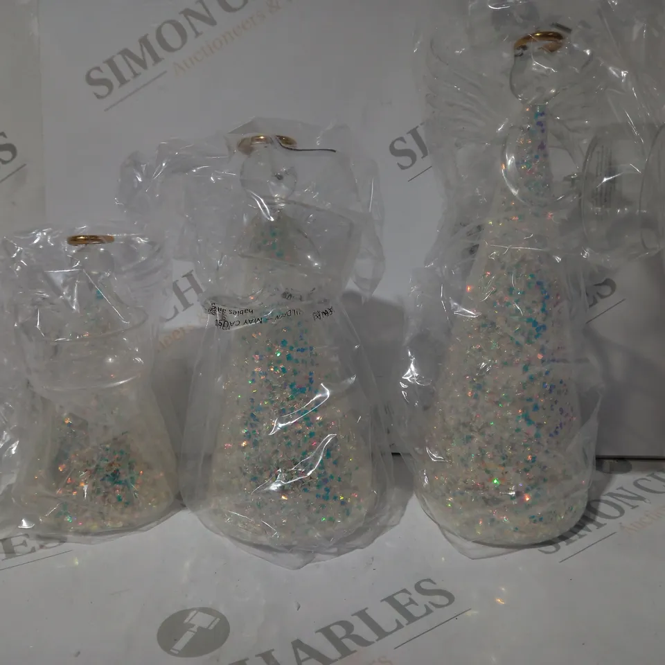 BOXED HOME REFLECTIONS SET OF 3 PRE-LIT GLASS ANGEL CANDLE HOLDERS