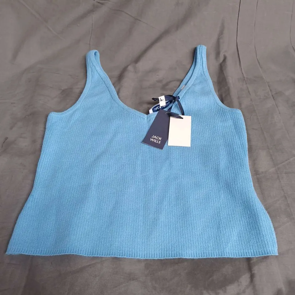 JACK WILLS RIBBED CAMI TOP IN BLUE SIZE L