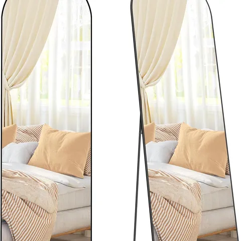 BOXED SONGMICS FULL LENGTH MIRROR, 160 X 50 CM, ARCHED FLOOR MIRROR WITH STAND