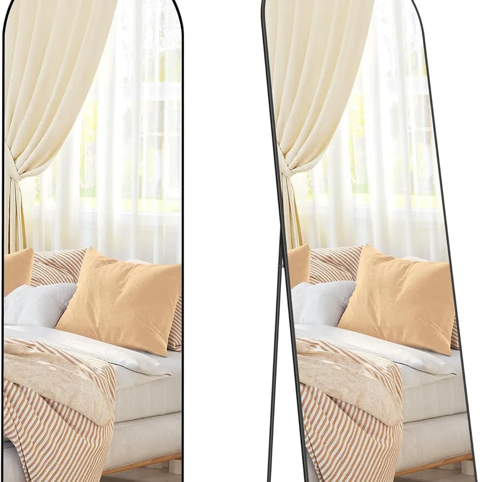 BOXED SONGMICS FULL LENGTH MIRROR, 160 X 50 CM, ARCHED FLOOR MIRROR WITH STAND