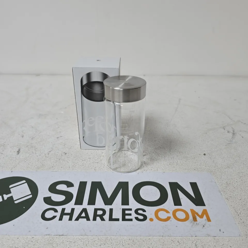 REFORMED GLASS BOTTLE WITH STAINLESS STEEL LID
