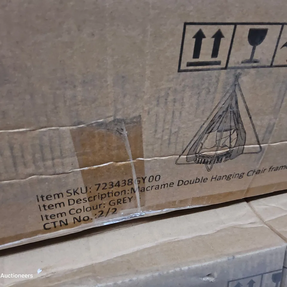 PALLET OF NINE BOXES OF INNOVATORS BALI MACRAME DOUBLE HANGING CHAIR PARTS BOXES 2 OF 2