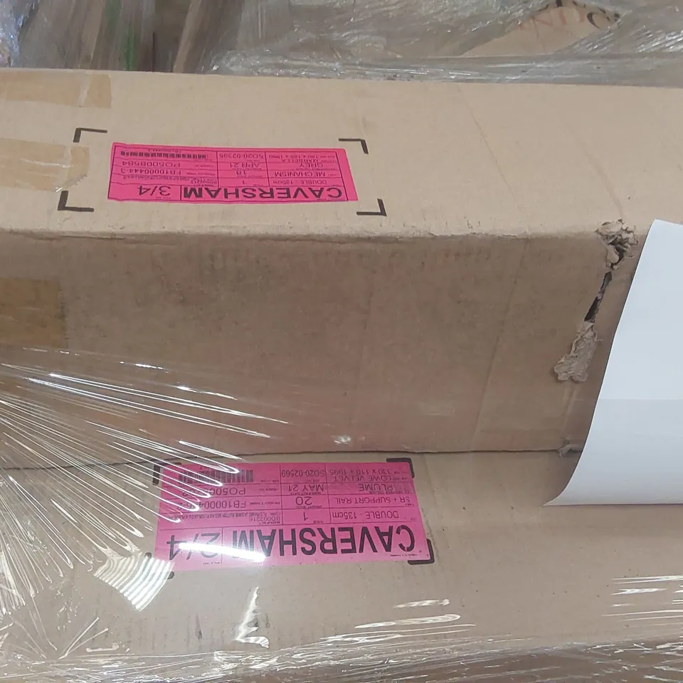PALLET CONTAINING A VERY LARGE QUANTITY OF ASSORTED DESIGNER FURNITURE PARTS INCLUDING: BED PARTS ECT