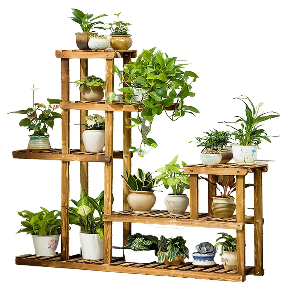 BOXED NEO 3 TIER FOLDABLE BAMBOO PLANT STAND WITH HANGING HOOK
