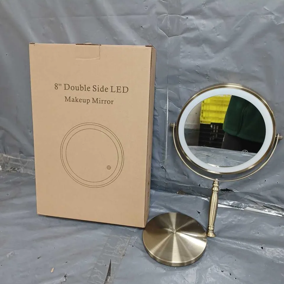 BOXED 8" DOUBLE SIDE LED MAKEUP MIRROR