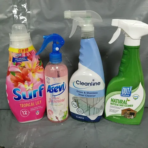 APPROXIMATELY 12 ASSORTED ITEMS TO INCLUDE - CLEANLINE CLEANER , SURF TROPICAL LILLY , CAGE CLEANER ETC