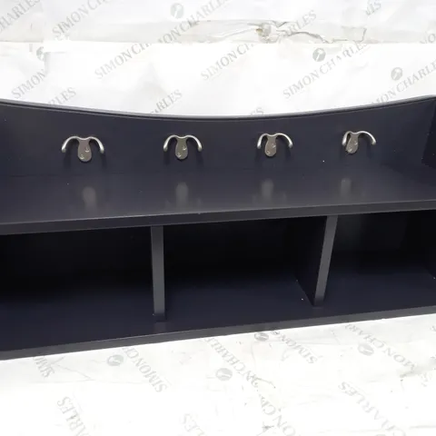 BOXED ALATERRE WALL MOUNTED COAT HOOKS WITH STORAGE, CHARCOAL GREY