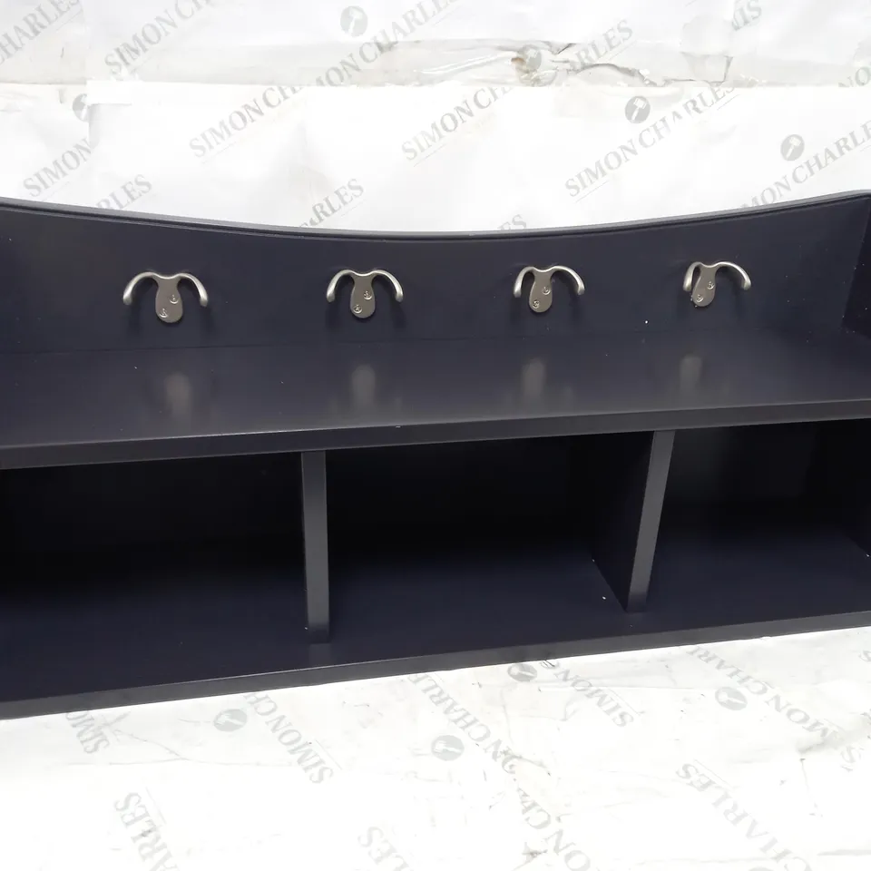 BOXED ALATERRE WALL MOUNTED COAT HOOKS WITH STORAGE, CHARCOAL GREY