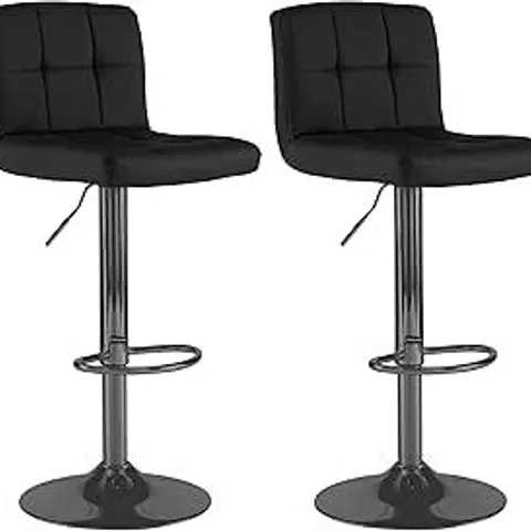 BOXED NEO SET OF 2 BLACK FAUX LEATHER SWIVEL STOOLS (1 BOX)