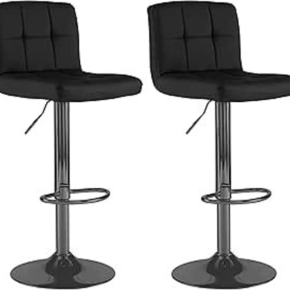 BOXED NEO SET OF 2 BLACK FAUX LEATHER SWIVEL STOOLS (1 BOX)