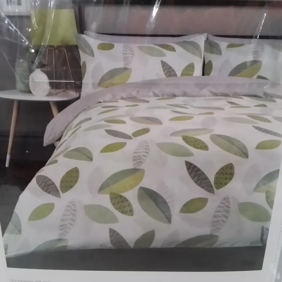 BRAND NEW LEAF PATTERN REVERSIBLE DOUBLE DUVET COVER SET 