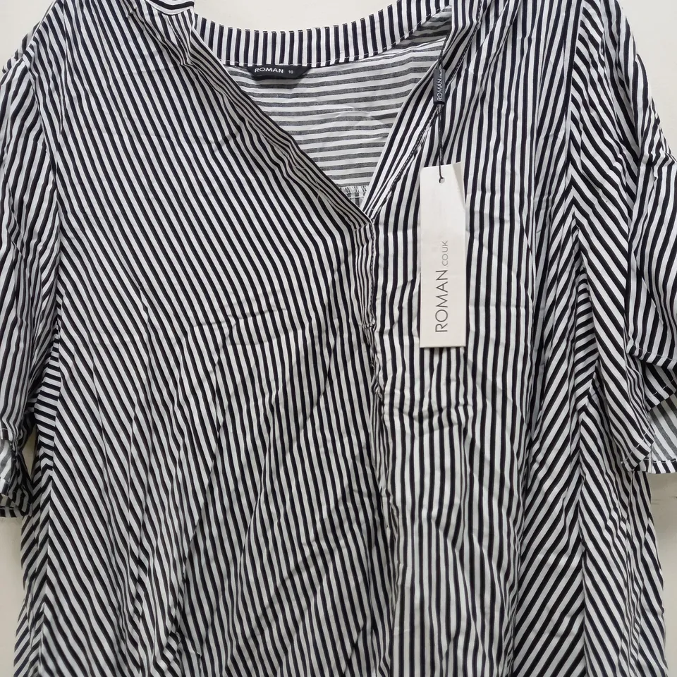 ROMAN STRIPE OVERHEAD TOP IN BLACK/WHITE - SIZE 18