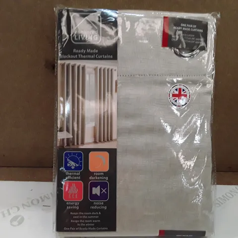 BRAND NEW ENHANCED LIVING BLACK OUT THERMAL CURTAINS - 117CM X 137CM (CREAM)