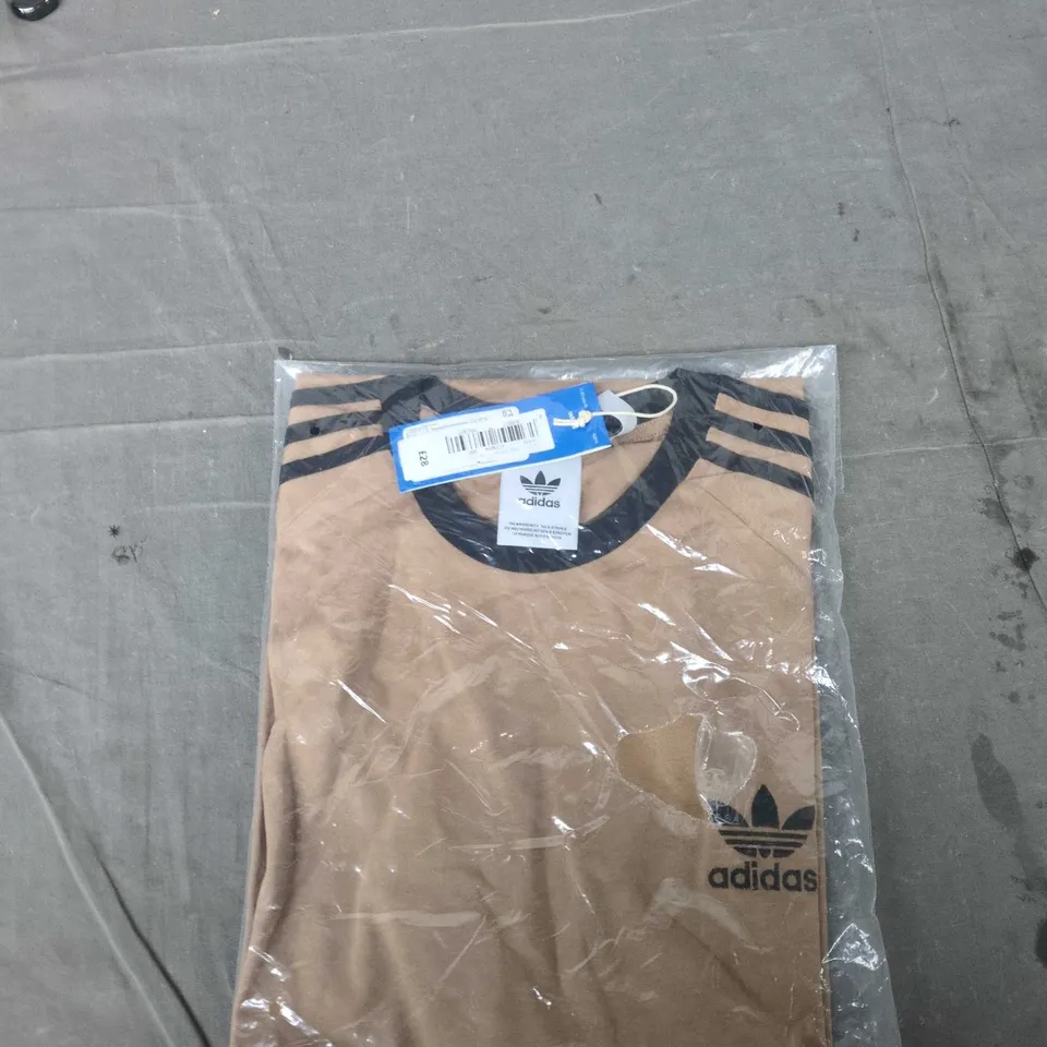 ADIDAS TAN T-SHIRT WITH TREFOIL LOGO – UK L (US L)