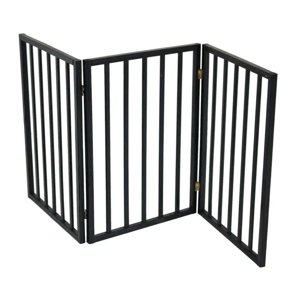 OYPLA BLACK DOG SAFETY FOLDING WOODEN PET GATE PORTABLE INDOOR BARRIER BOXED