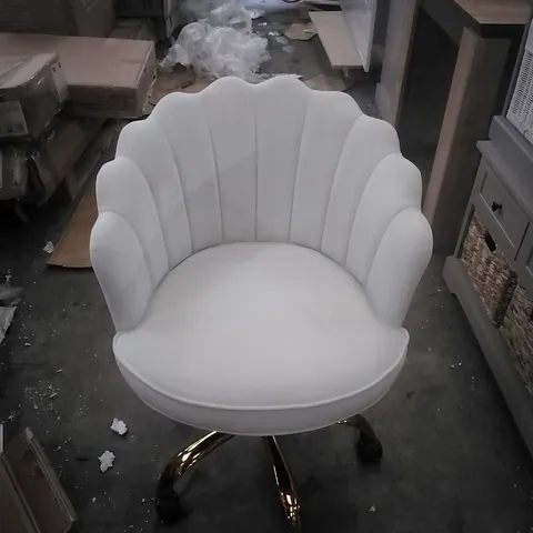 RASNICK VELVET 360 SWIVEL HEIGHT ADJUSTABLE TUFTED BACK TASK CHAIR - IVORY