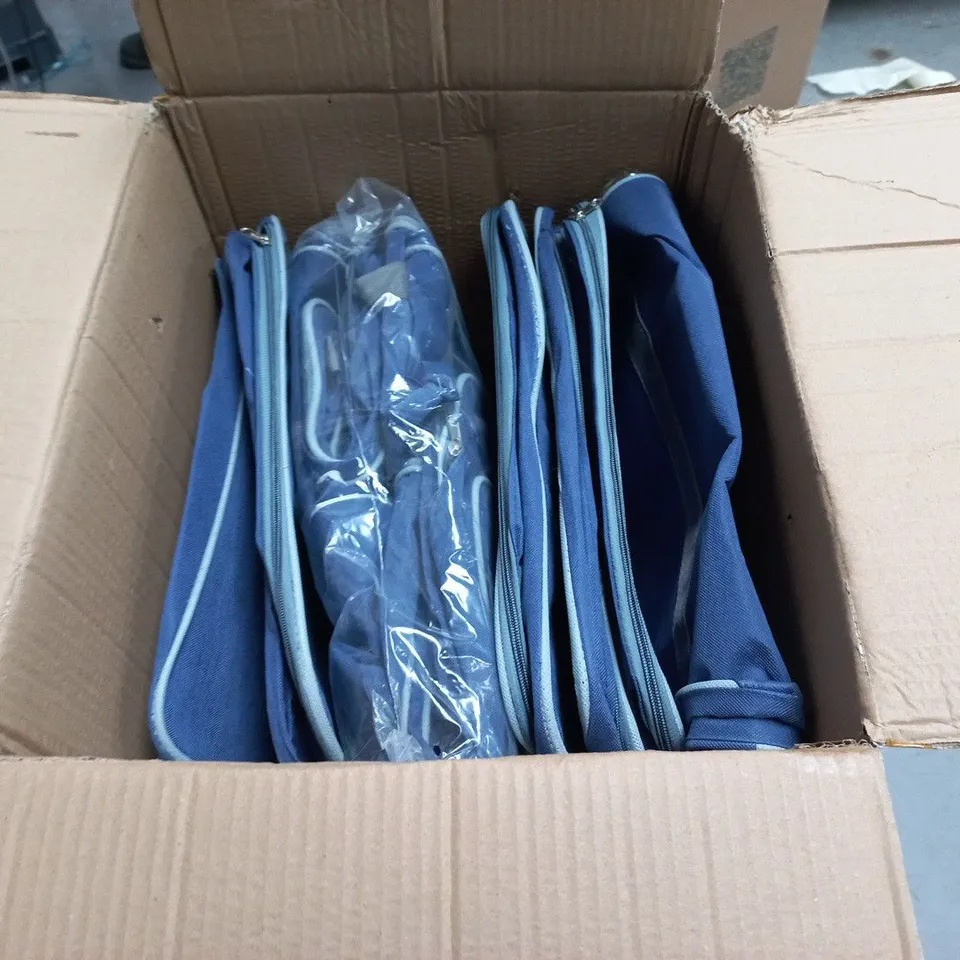 LOT OF APPROXIMATELY 6 BLUE FULL ZIP STORAGE BAGS
