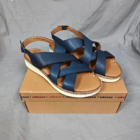 ADESSO WOMEN’S BLUE STRAPPY ESPADRILLE WEDGE SANDALS – UK 7