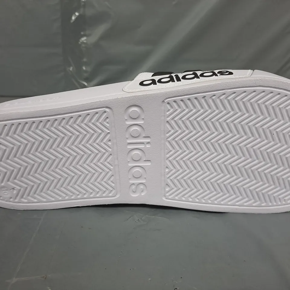 PAIR OF ADIDAS ADILETTE SHOWER SLIDES IN WHITE/BLACK - UK 10