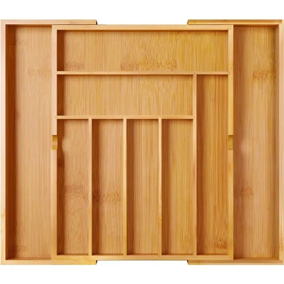 BOXED MANTRARAJ DRAWER ORGANISER EXPANDABLE BAMBOO CUTLERY TRAY