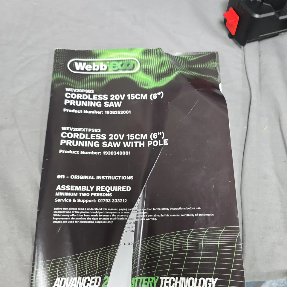 WEBB 20V CORDLESS PRUNING SAW WITH POLE, 15CM (6IN) BLADE