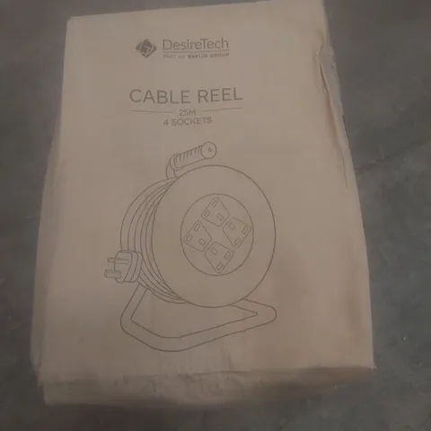 BOXED DESIRETECH 25m CABLE REEL, 4 SOCKETS