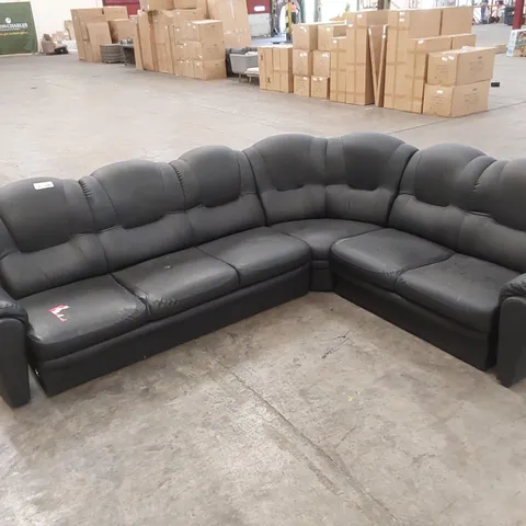 DESIGNER COLIN CORNER SOFA BLACK FAUX LEATHER