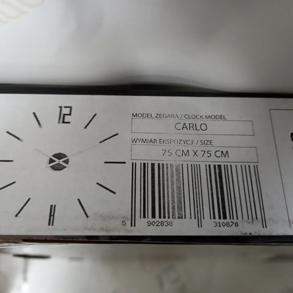 BOXED CARACELLA OVERSIZED CARLO ANALOGUE 75CM WALL CLOCK POLISHED BLACK