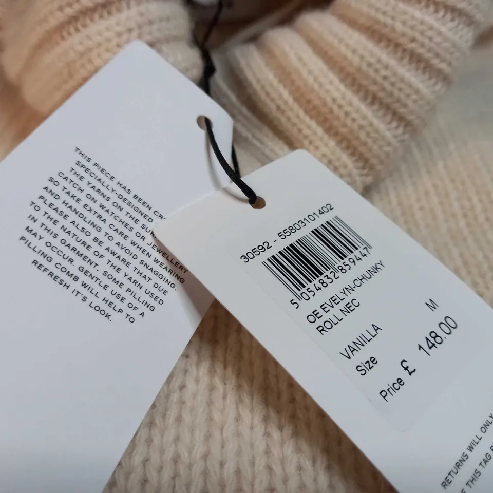 REISS VANILLA CHUNKY ROLL NECK - MEDIUM