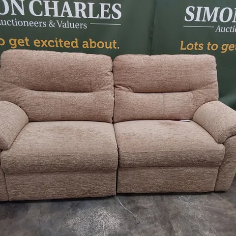 QUALITY BRITISH DESIGNER G PLAN SEATTLE MANUAL RECLINING THREE SEATER SOFA BOUCLE COCOA FABRIC 